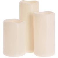 LED-KERZEN Außendekoration 3er-Set - Beige, Kunststoff (10/10/25cm) - Home Styling Collection