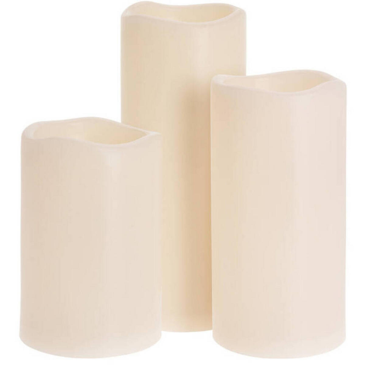 LED-KERZEN Außendekoration 3er-Set - Beige, Kunststoff (10/10/25cm) - Home Styling Collection