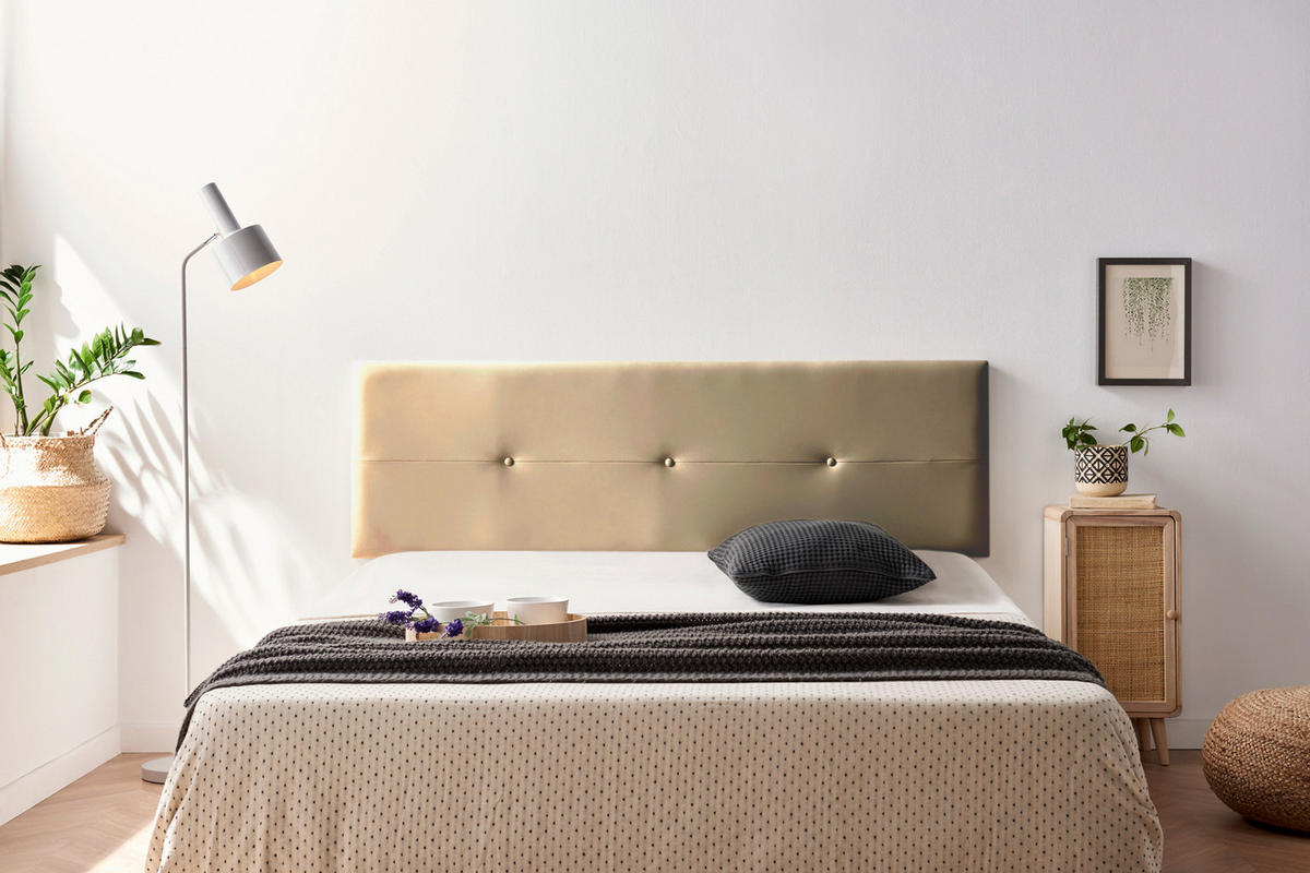 KOPFTEIL gepolstert NAPOLI Kunstleder 100x50x5 cm - Gold - Moonia - Goldfarben, Holz (100/5/50cm)