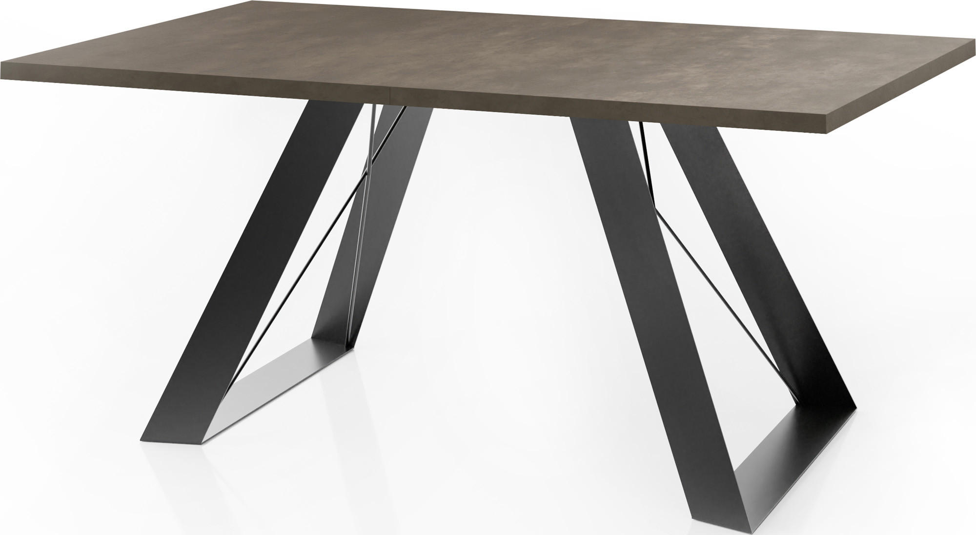 ESSTISCH Colter rechteckig ausziehbar, Dunkelgrauer Chicago Beton 140-240/80/76 cm - Dunkelgrau/Schwarz, Holzwerkstoff/Metall (140/80/76cm) - WFL GROUP