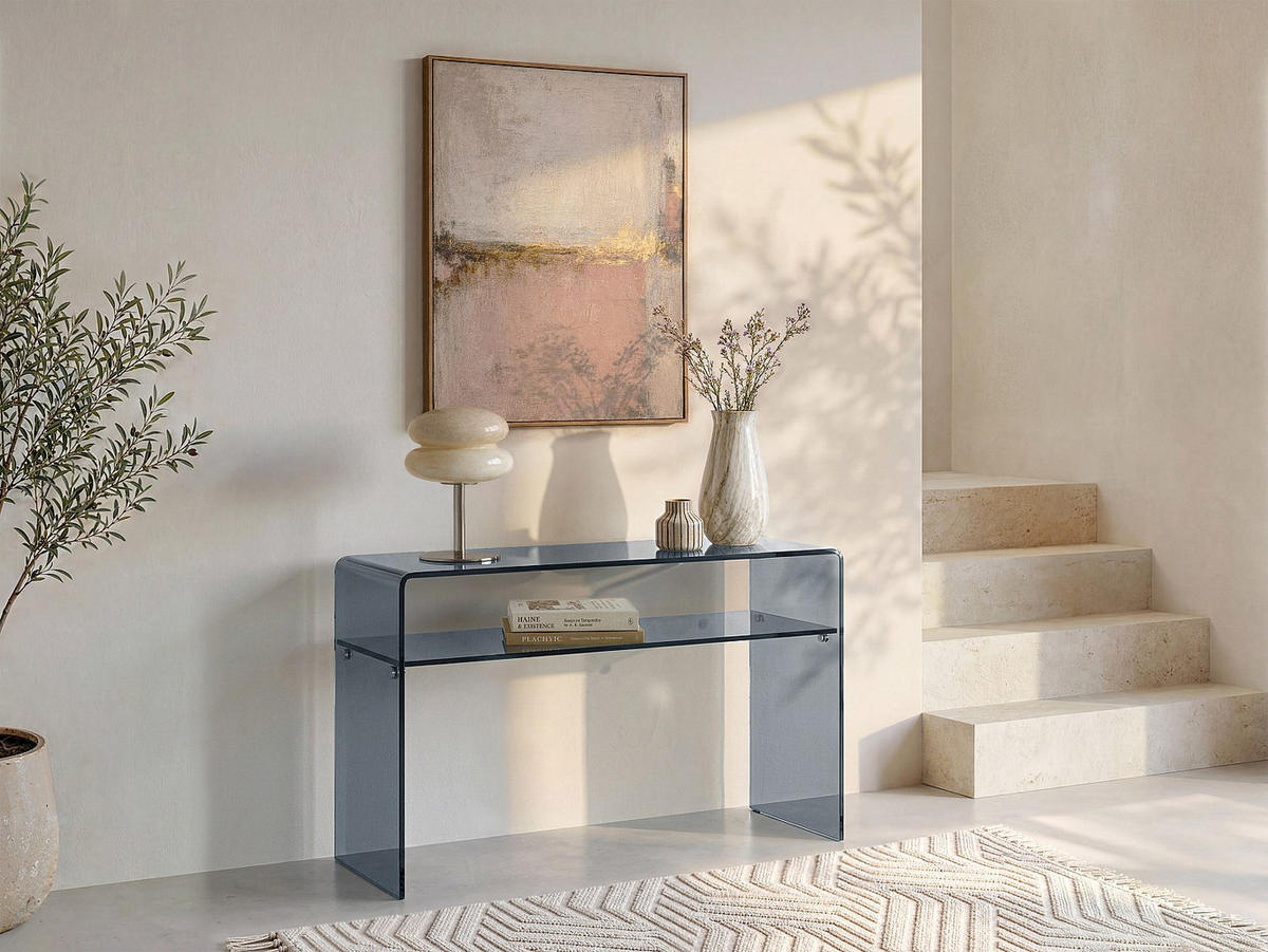 KONSOLENTISCH - 110 cm x 35 cm - glas - anthrazitgrau Stileos - Anthrazit, Glas (35/110/75cm) - Vente-Unique
