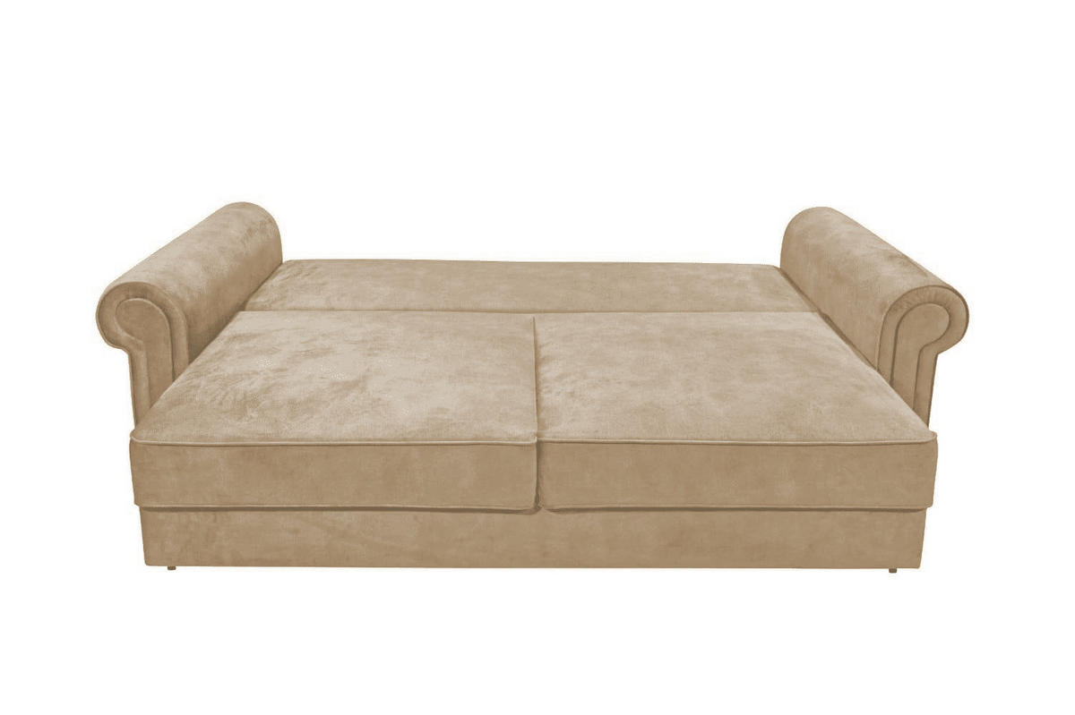 2-SITZER mit Schlaffunktion und Bettkasten - Beige/Bernsteinfarben, Kunststoff/Textil (252/102/115cm) - ed exciting design