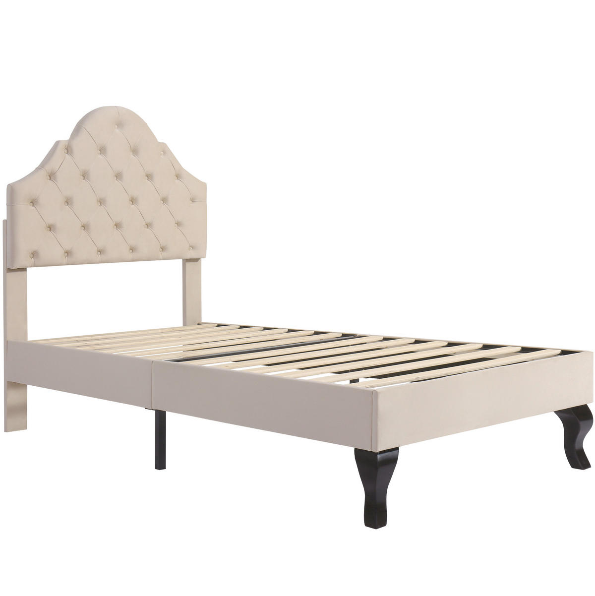 POLSTERBETT mit Lattenrost 90x200 cm Samt Beige - Beige, Metall (90/200cm) - Meubliv