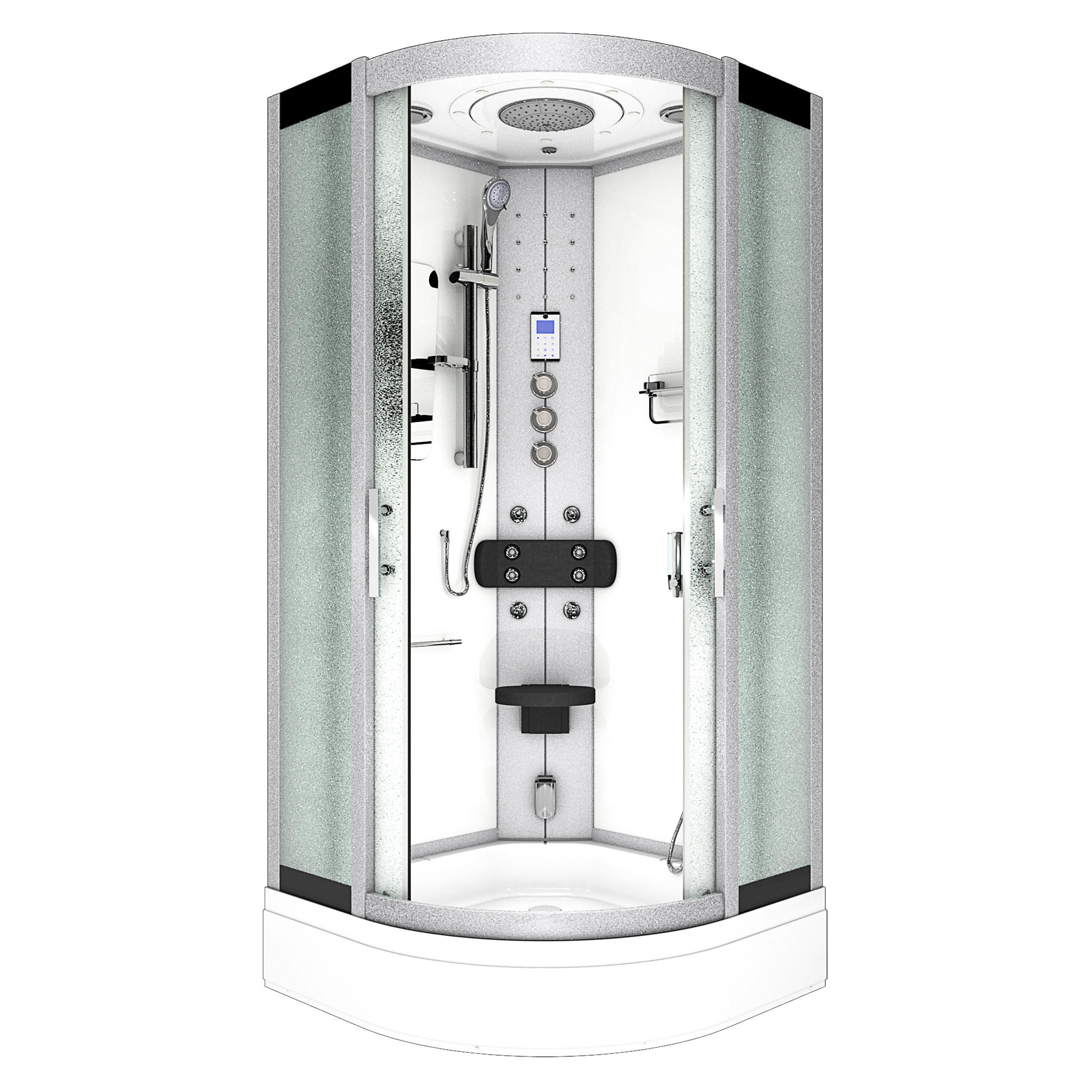 DAMPFDUSCHE Dusche D46-50M3 Weiß 90x90 - Weiß, Glas/Kunststoff (90/90/225cm) - AcquaVapore by Sandra Jentho