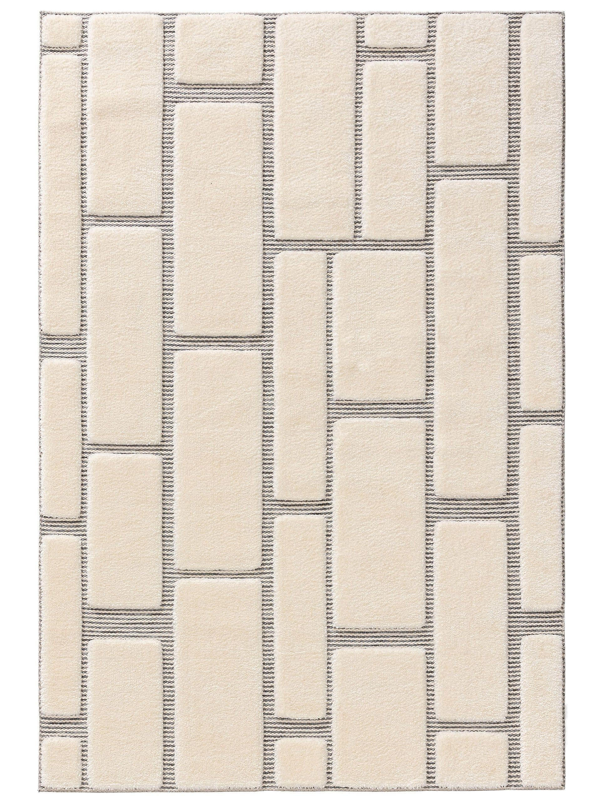 TEPPICH Elvy Cream/Grau 250x350 cm - Creme, Kunststoff (250/350cm) - benuta