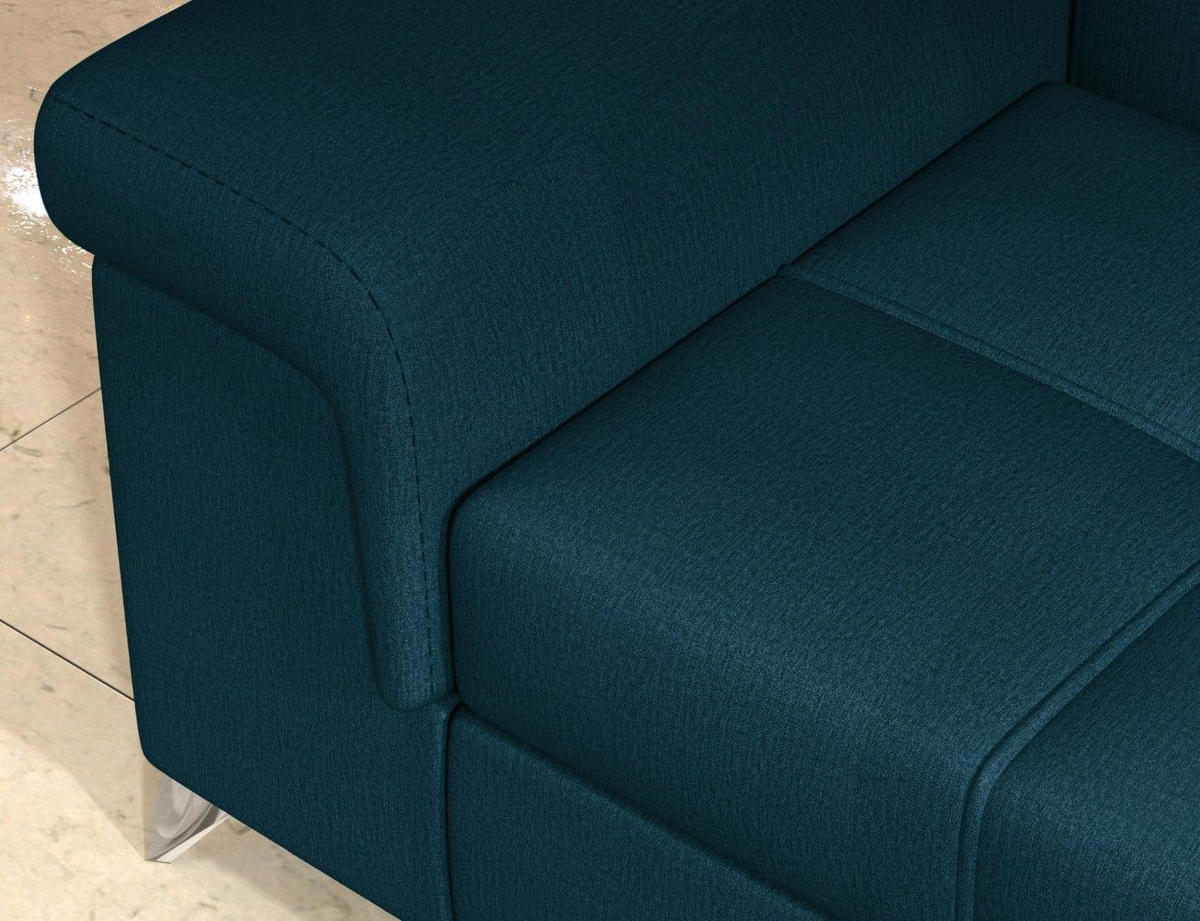 ECKSOFA mit Schlaffunktion und Bettkasten, pflegeleichter Monolith-Stoff - Chromfarben/Dunkelblau, Textil/Metall (275/202cm) - Eltap