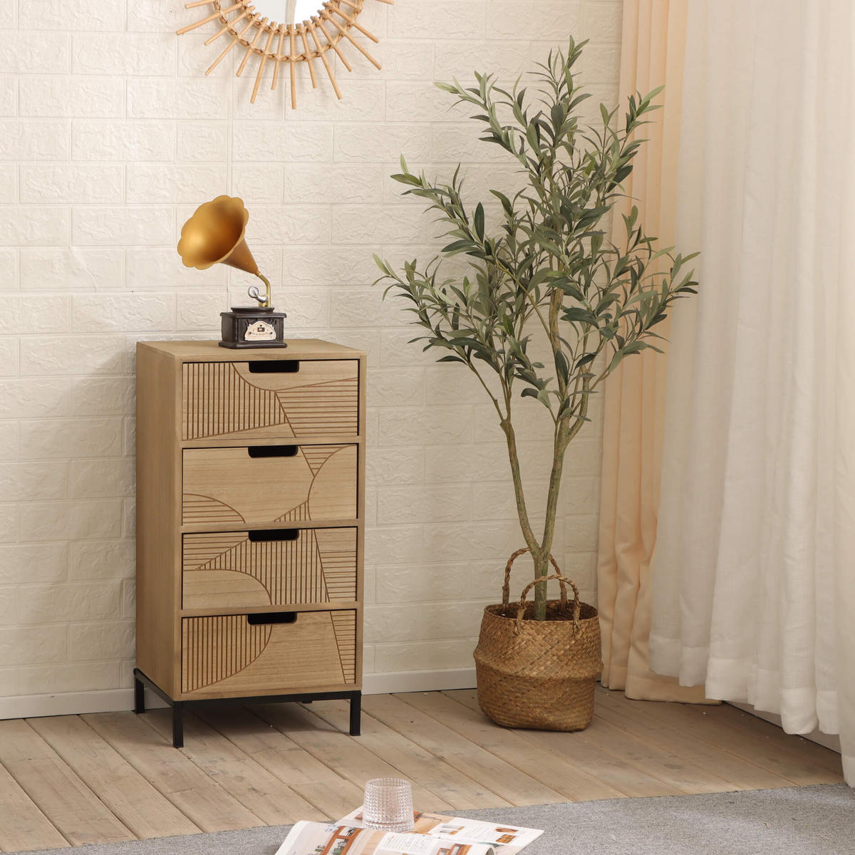 KOMMODE Braun 29/35/68 cm - Braun, Holz (29/68/35cm) - Mobili Rebecca