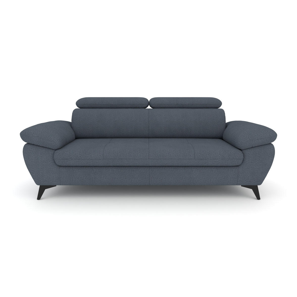 3-SITZER Karlstad Chenille Blau verstell. Kopfstützen B 215 cm - Blaugrau, Kunststoff/Textil (215/84/100cm) - foamnova