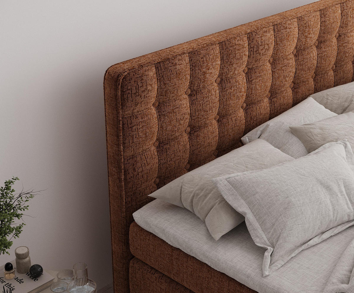 BOXSPRINGBETT Velouria Kupferfarbe 140/200 cm - Schwarz/Kupferfarben, Holz/Holzwerkstoff (140/200cm) - Maison de Reve