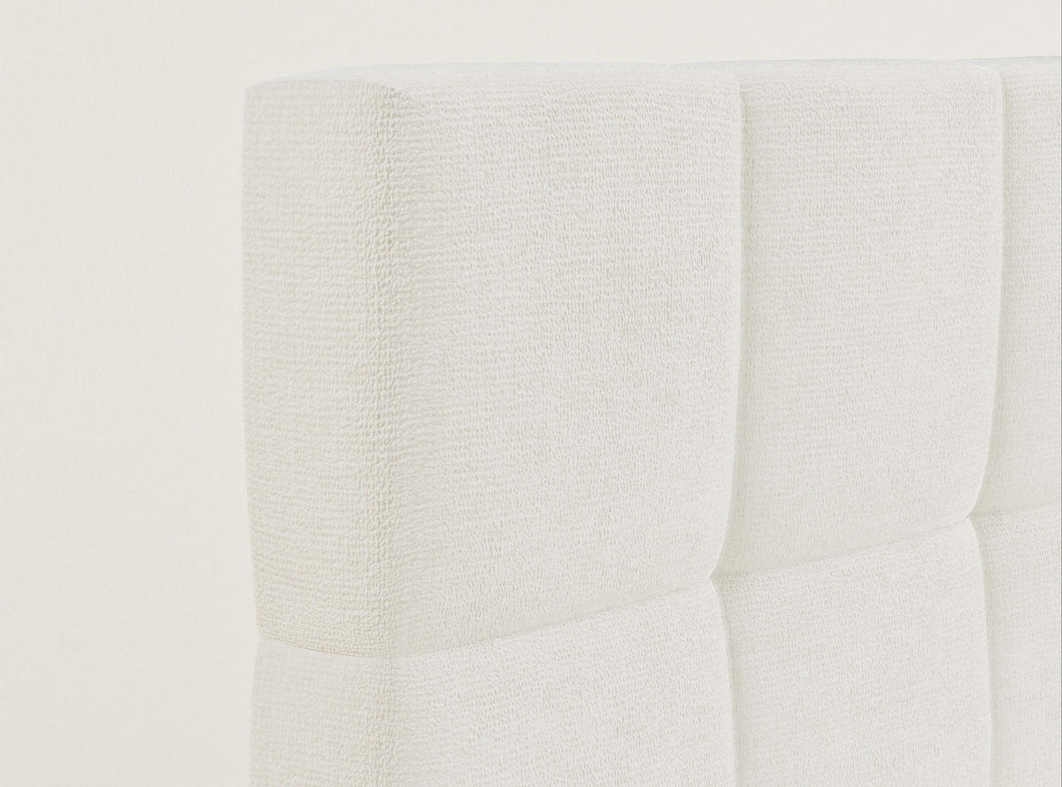 BOXBETT 160/200 cm Gotu S, in Creme, Matratze, gepolstertes Kopfteil, Bettkasten, H3 = fest - Creme/Schwarz, Holz/Holzwerkstoff (160/200cm) - Maison de Reve