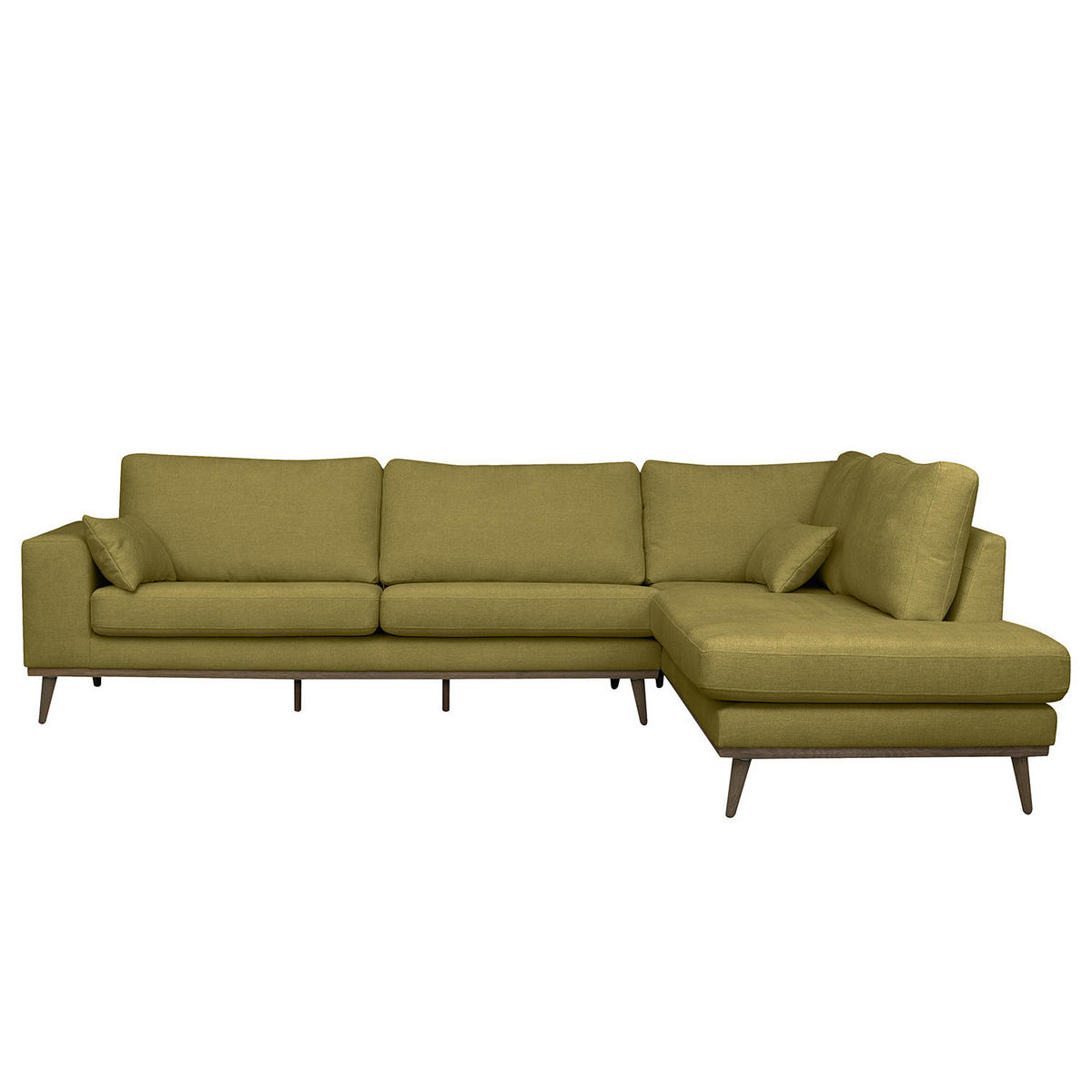 ECKSOFA mit Ottomane - Eichefarben/Olivgrün, Eichenholz/Textil (287/219cm) - home24