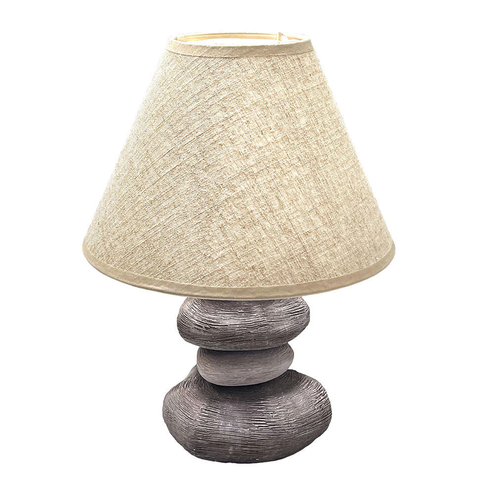 TISCHLEUCHTE Keramik Steinoptik Braun Grau - Braun, Textil (25/25/33.5cm)