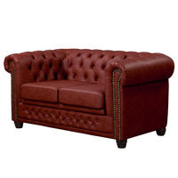2-SITZER SOFA - Bordeaux/Buchefarben, Kunststoff/Buchenholz (148/72/86cm) - home24