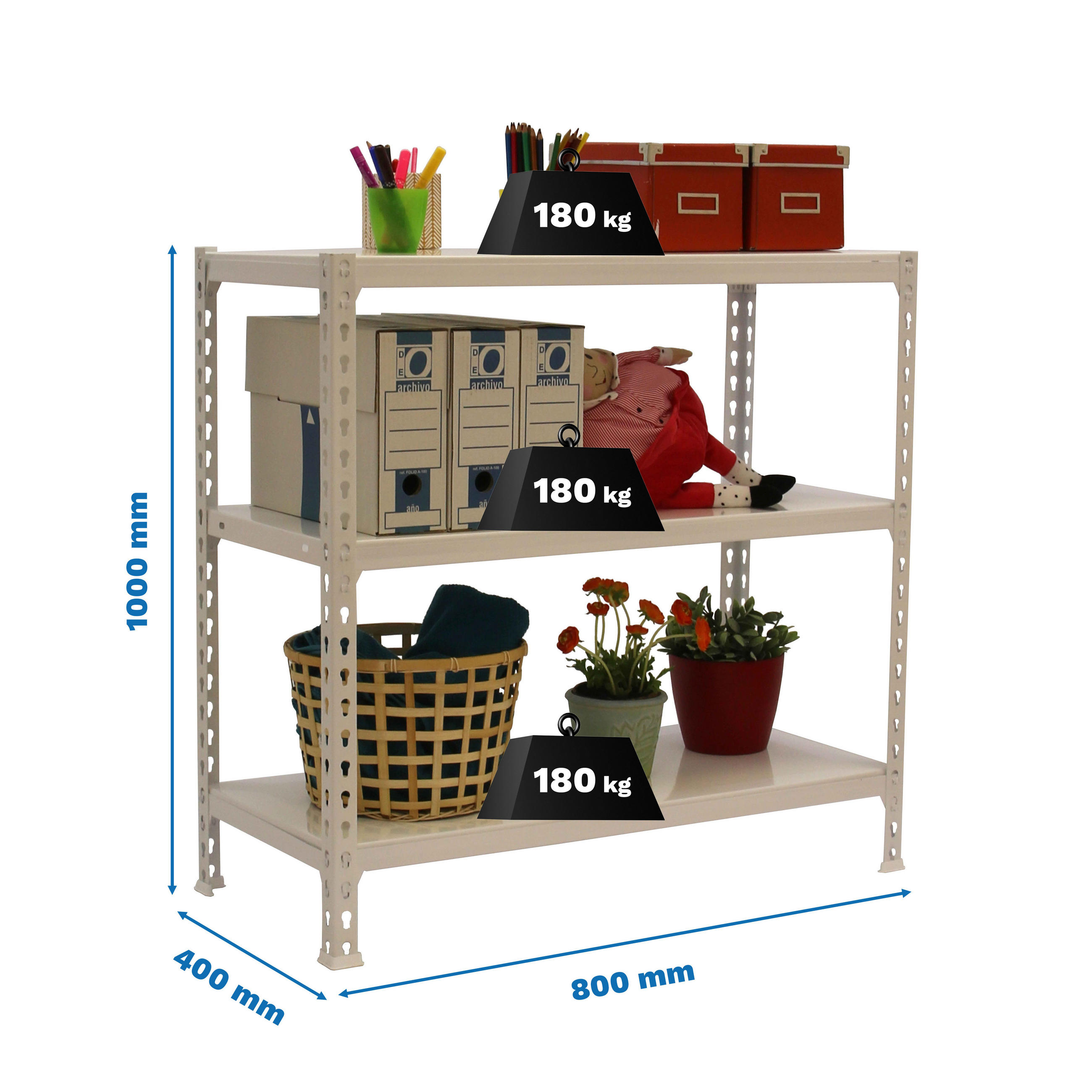SCHWERLASTREGAL Small Metal Shark HxBxT 100 x 80 x 40 cm Fachlast 180 kg Weiß - Weiß, Metall (80/100/40cm) - PROREGAL