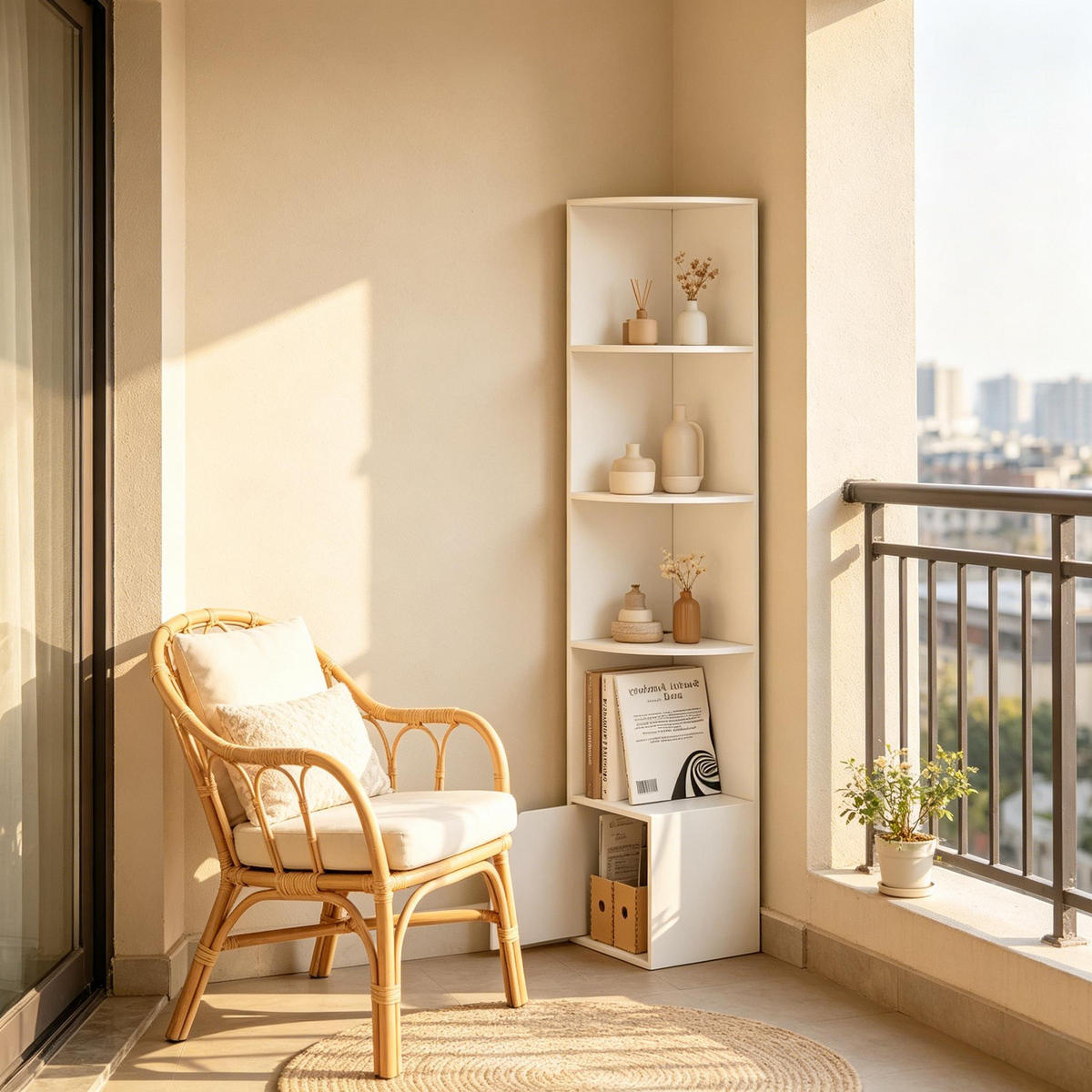 BÜCHERREGAL Weiß 5 offene Fächer und 1 Tür 29,5/29,5/157,5 cm - Weiß, Holz (29.5/157.5/29.5cm) - PANGIVO