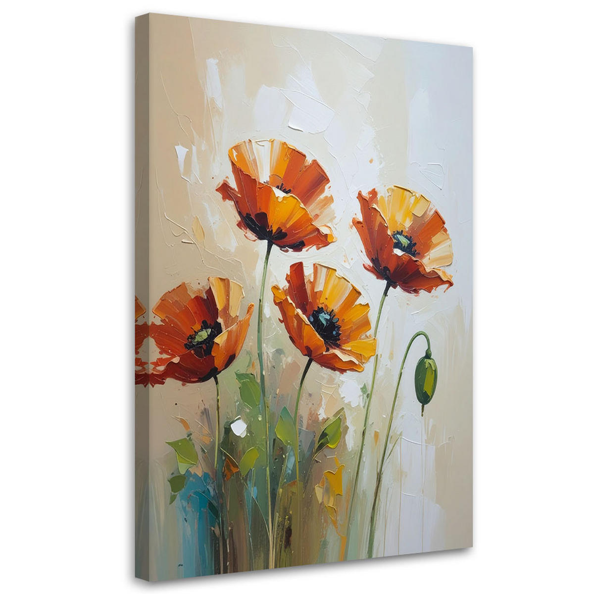 LEINWANDBILD Blumen 60x90cm - Rot, Textil (60/90cm) - Feeby