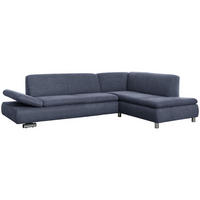 ECKSOFA mit Ottomane rechts Kaye Flachgewebe blau - Blau, Kunststoff (190/270cm) - 58aufmkessel