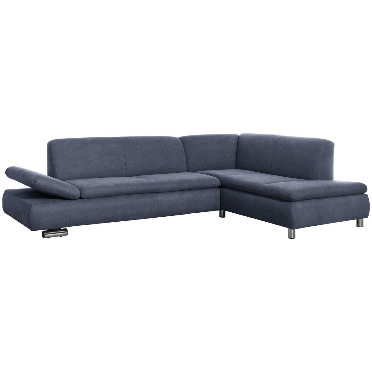 ECKSOFA mit Ottomane rechts Kaye Flachgewebe blau - Blau, Kunststoff (190/270cm) - 58aufmkessel