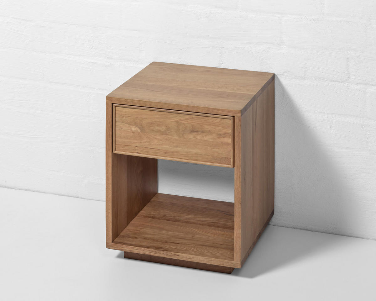 NACHTTISCH Emma 2, Natur Massiveiche - Beige, Holz (40/50/38cm) - WOODEK