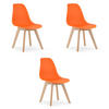 ESSZIMMERSTUHL 3-er Set KITO orangefarbener Sitz, natürliche Beine - Orange/Naturfarben, Kunststoff (46/80/54.5cm) - Valora
