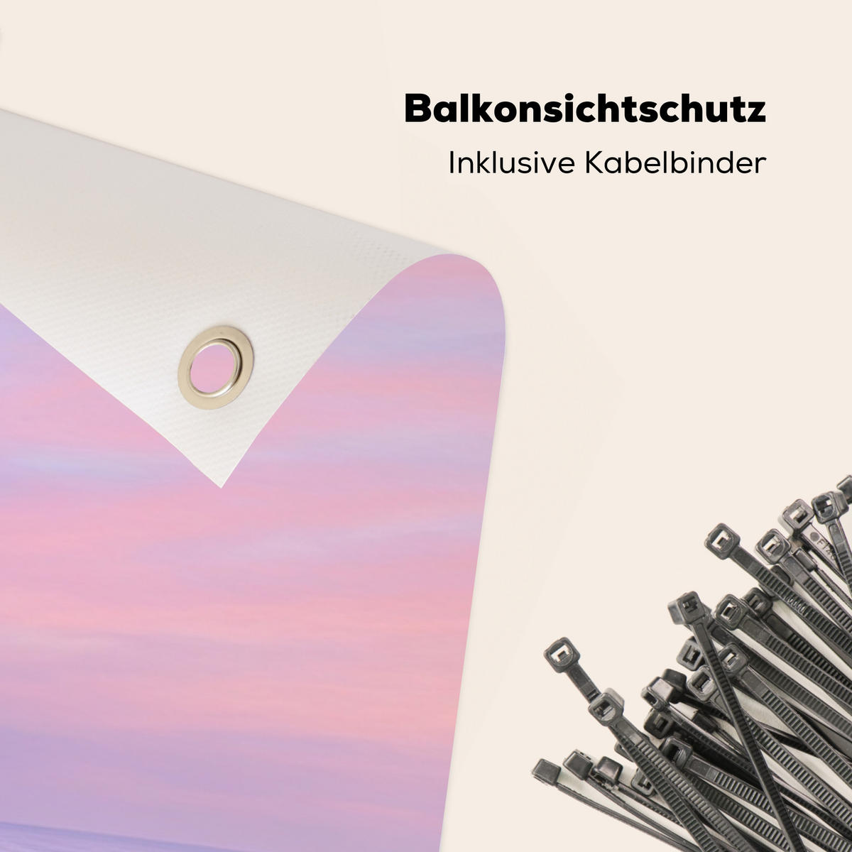 BALKON-SICHTSCHUTZ Leuchtturm - Dünen - Sonnenuntergang 300x120 cm - Hellrosa, Kunststoff (300/120cm) - MuchoWow