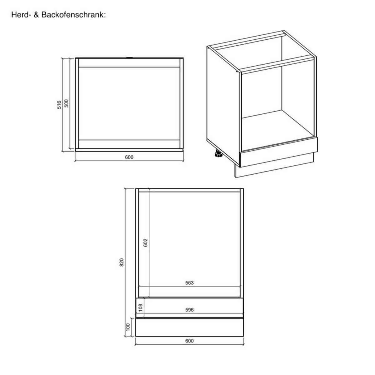 KÜCHENLEERBLOCK Livorno weiß matt / verkehrsweiß matt RAL 9016 (K5), Arbeitsplatte Porterhouse Walnuss 12-teilig - Weiß, Holzwerkstoff/Metall (410/243/60cm) - Feldmann-Wohnen