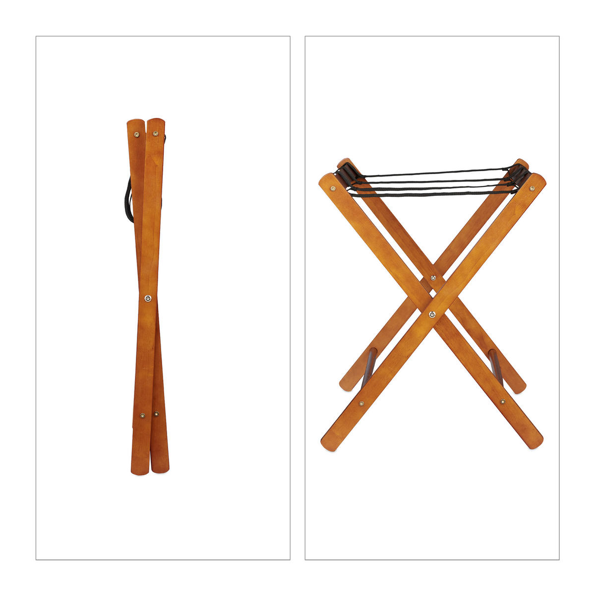 STOJAN na kufre - hnedá, drevo/textil (66/54.5/44cm) - Relaxdays