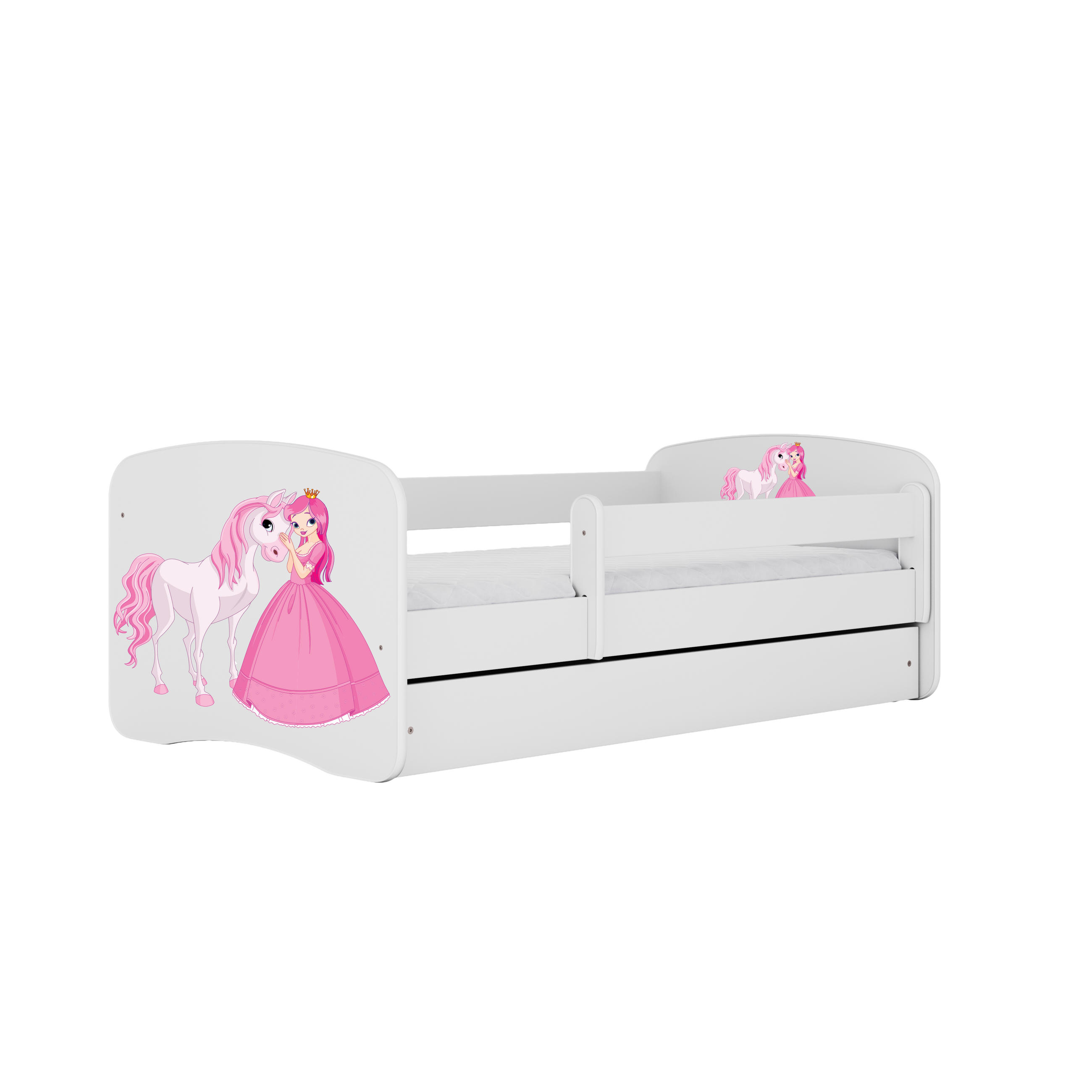 KINDERBETT Prinzessin Pferd mit Schublade 160/80 90/61/164 - Weiß, Holzwerkstoff (80/160cm) - RAUMHIRSCH FURNITURE