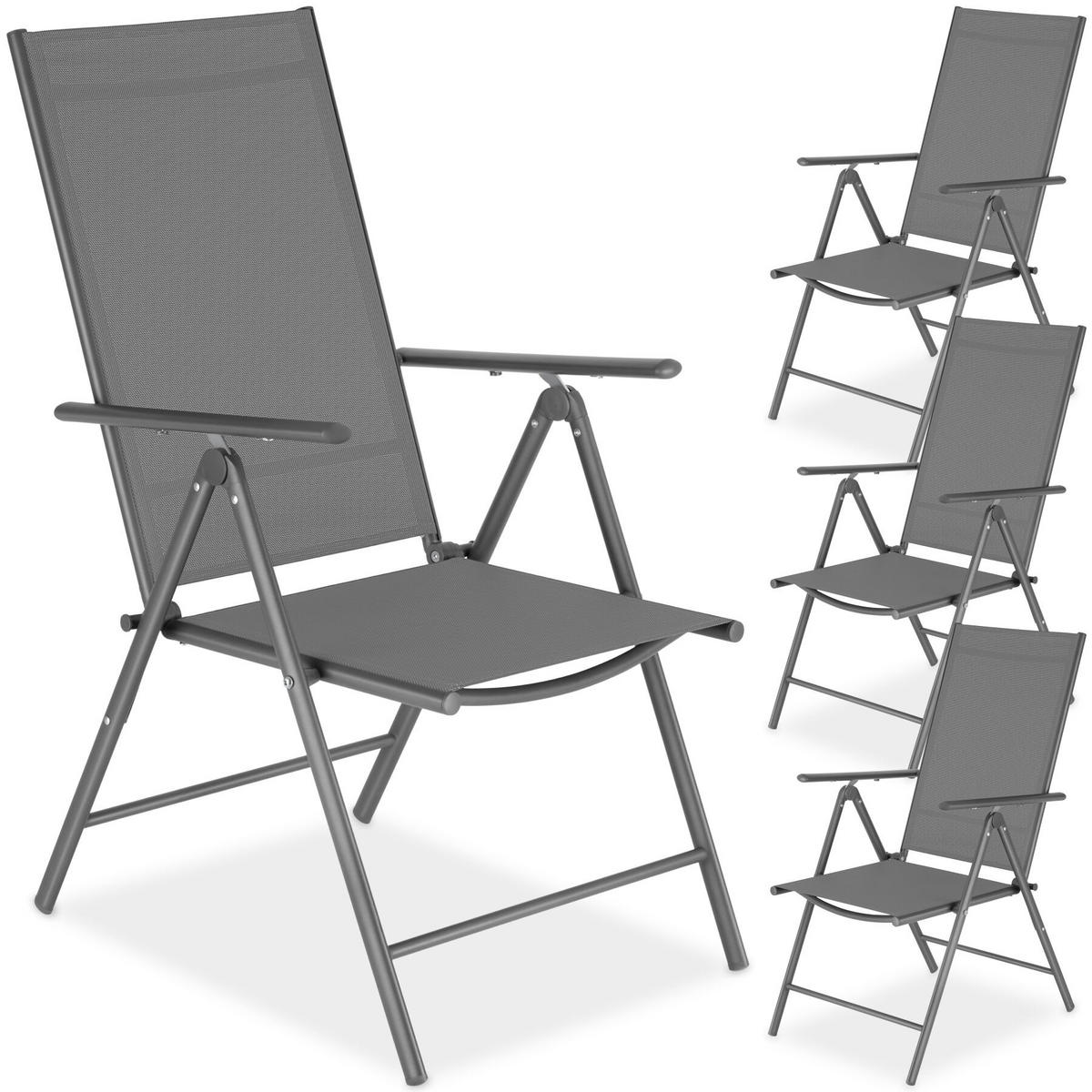 GARTENSTUHL 4er Set Marcellino, 54,5 x 65 x 107,5 cm, anthrazit - Anthrazit/Grau, Metall (54.5/107.5/65cm) - tectake