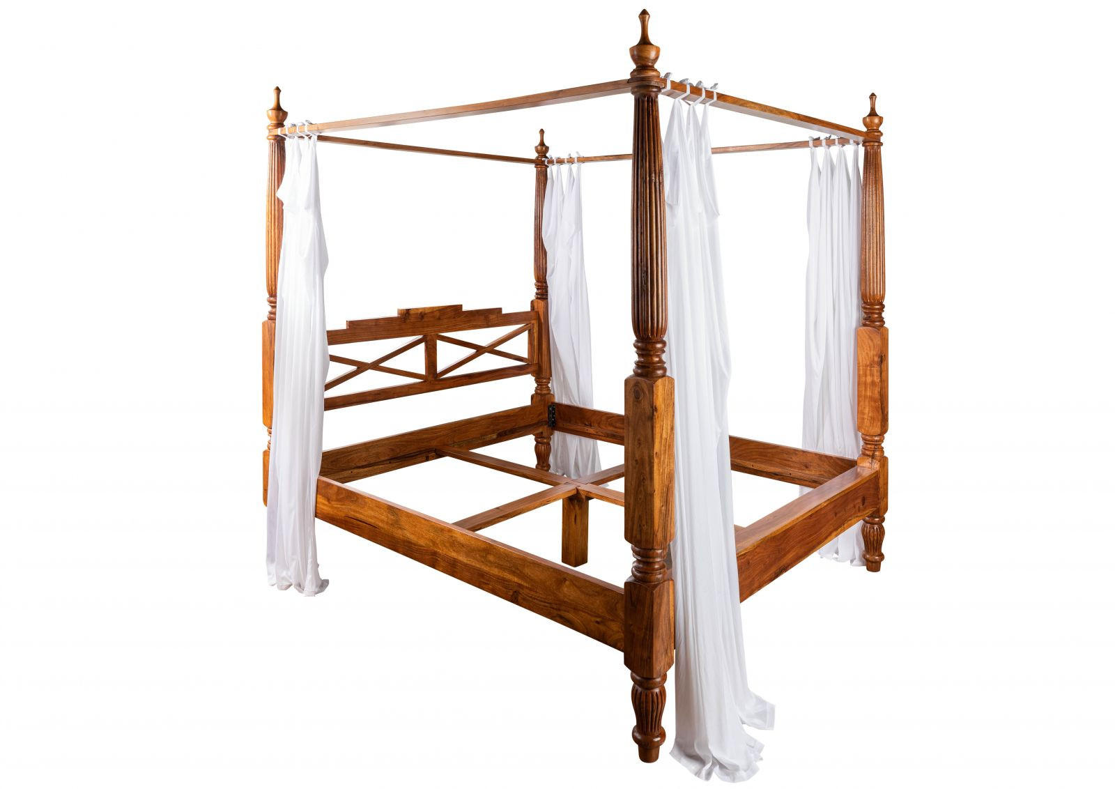 HIMMELBETT Akazie 180x200x224 honig lackiert OXFORD #0246 - Braun, Holz (180/200cm) - Massivmoebel24