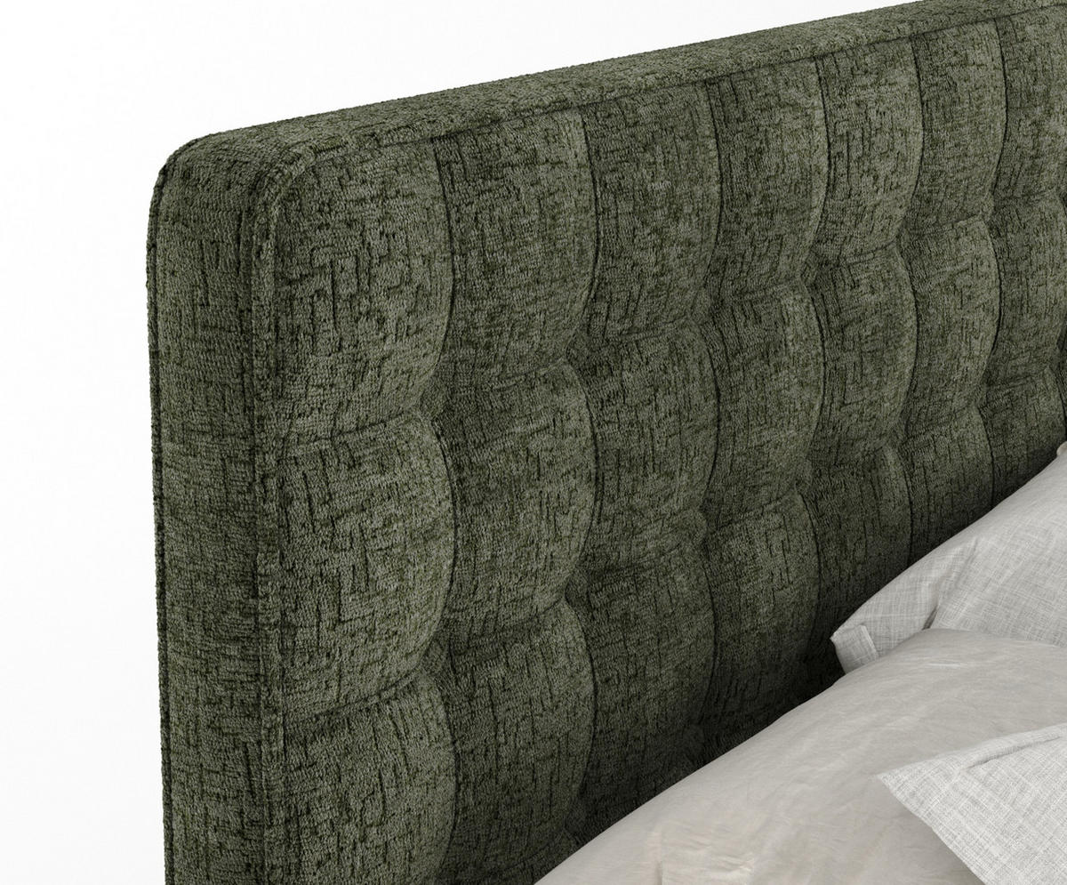 BOXSPRINGBETT Velouria Olivenfarbe 180/200 cm - Schwarz/Olivgrün, Holz/Holzwerkstoff (180/200cm) - Maison de Reve