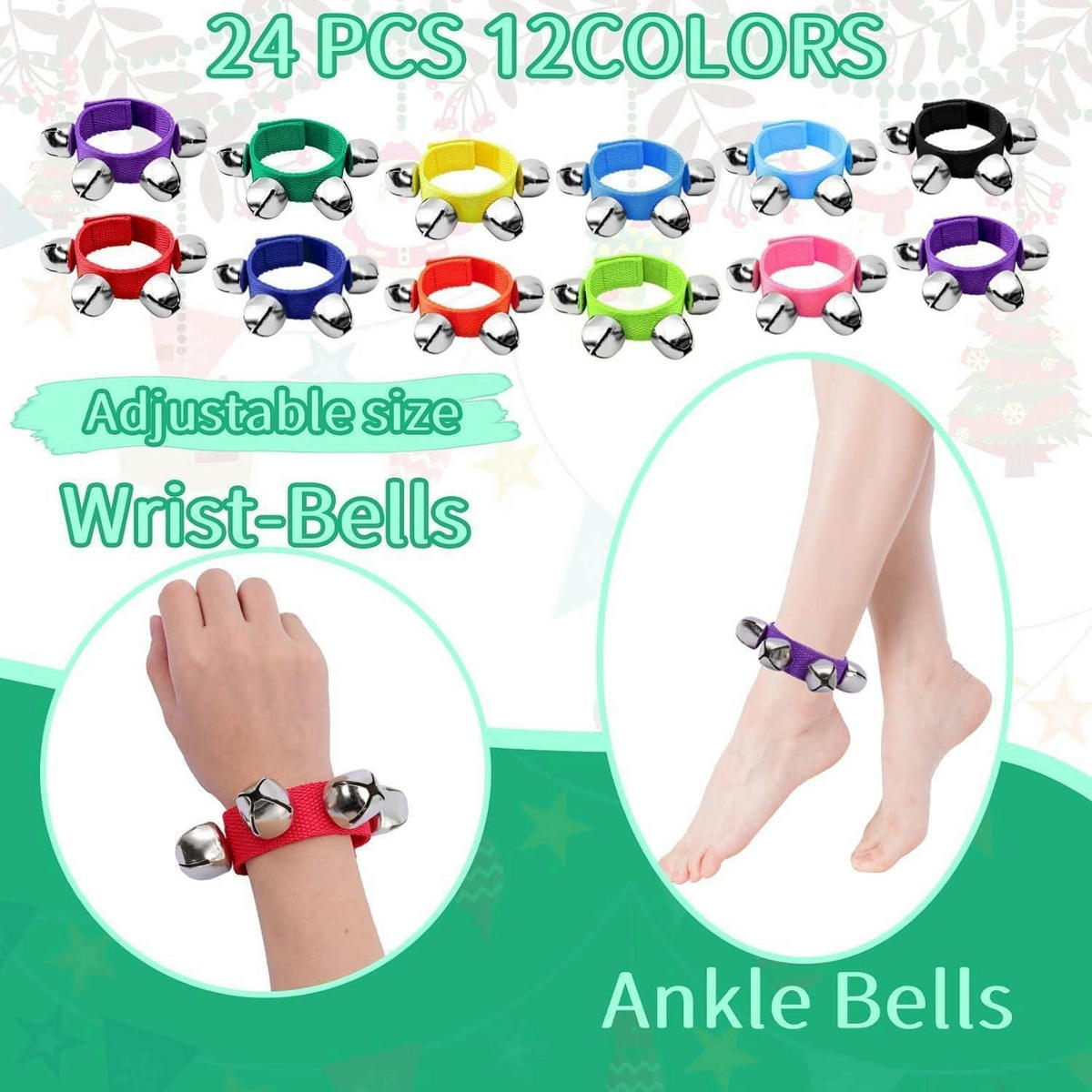 ARMBAND mit Glöckchen 24-teiliges Set 12 Farben - Multicolor, Metall (22cm)