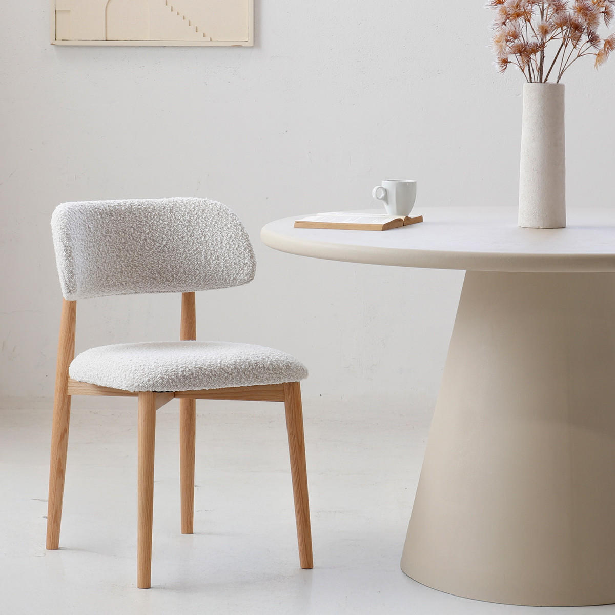 ESSZIMMERSTUHL 2er Set 2er-set aus Stoff mit Eichenholz, beige - Beige/Naturfarben, Holz/Textil (48/78/51cm) - Giga Meubel
