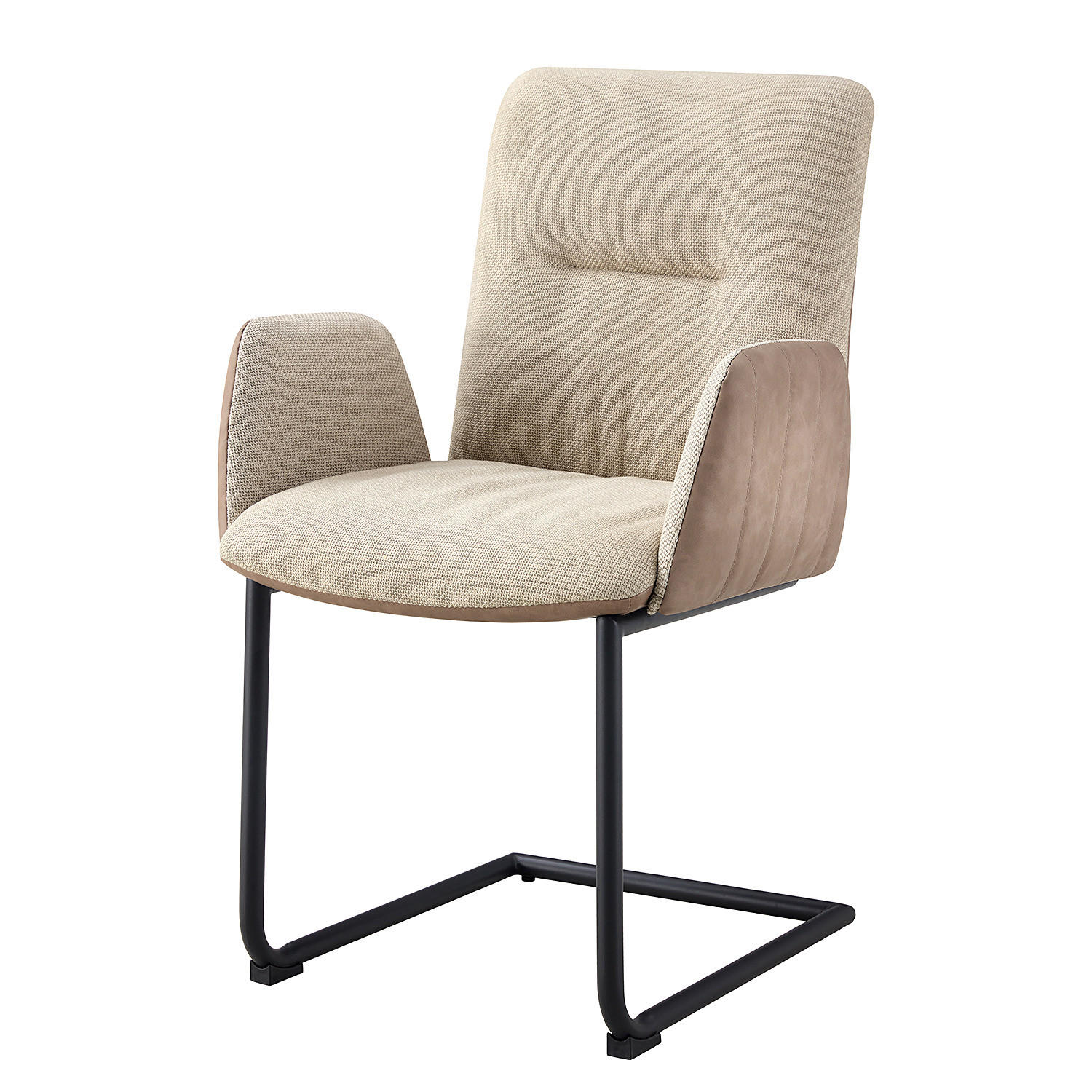 FREISCHWINGER - Beige / Schwarz - Microfaser / Strukturstoff / Eisen - Schwarz, Textil/Metall (58/92/58cm) - home24