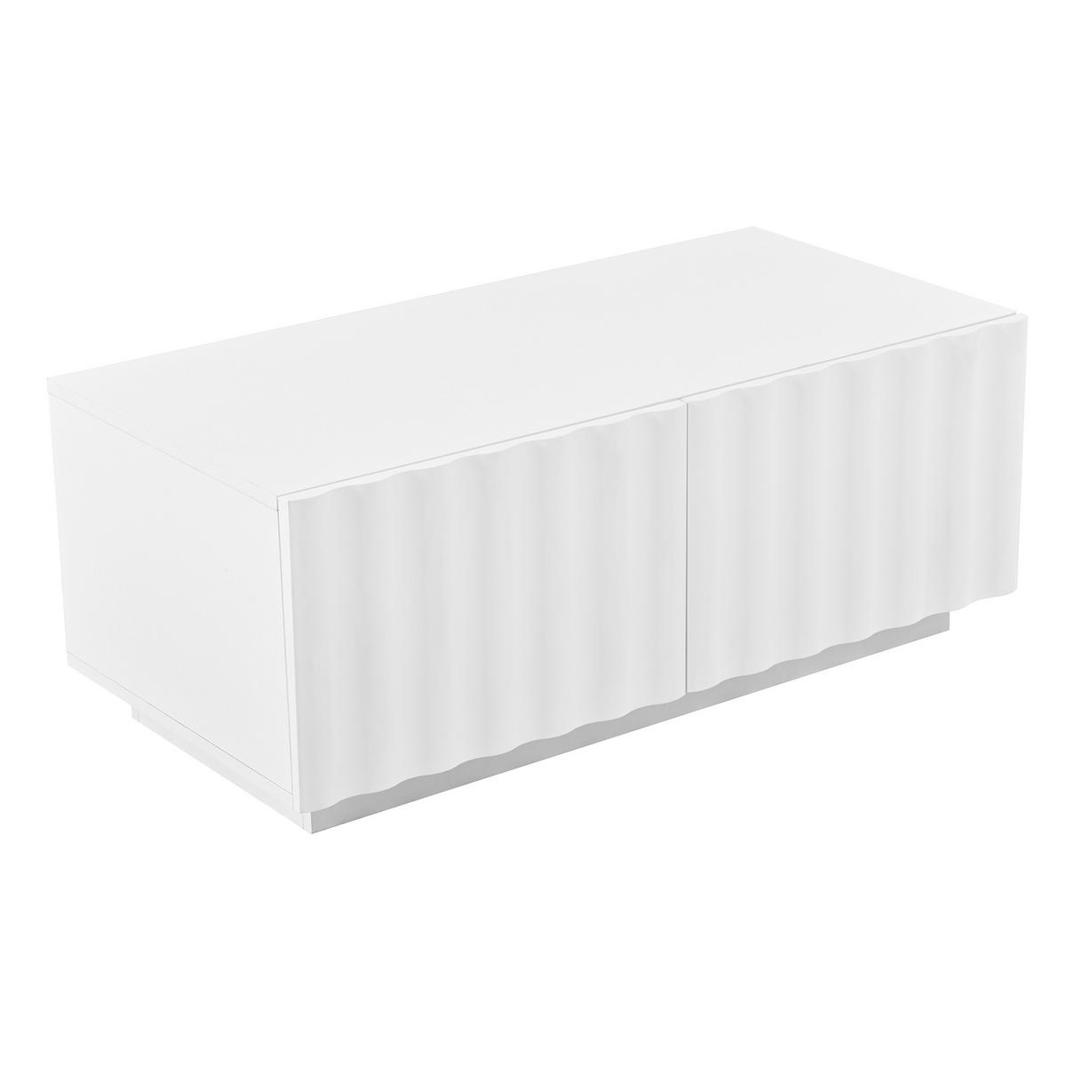 COUCHTISCH mit 3D Wellenfront, 2 Schubladen, Stauraum, modern, Weiß, MDF/PB - Weiß, Holzwerkstoff (100/50/40cm) - EVRYAE