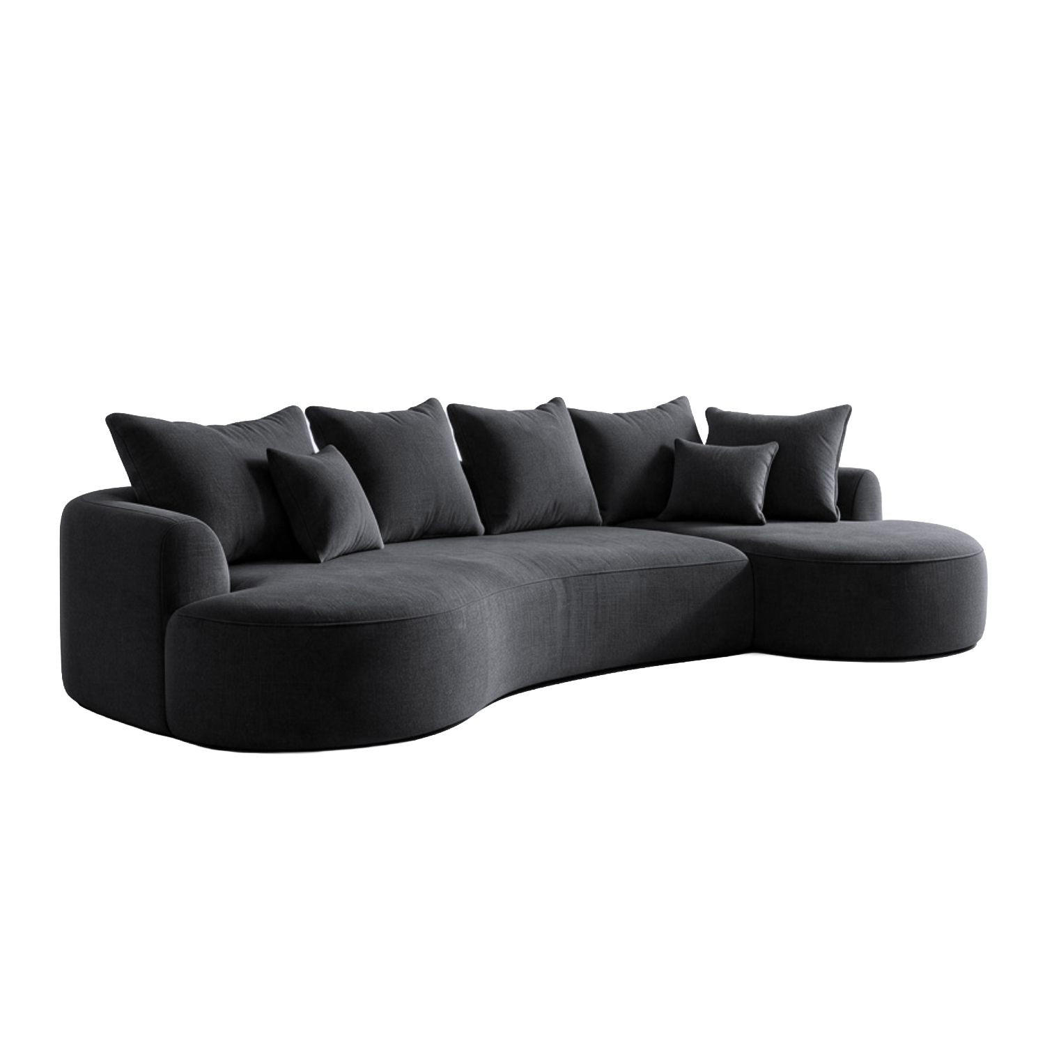SOFA Tirano Samt Dunkelgrau mit Ottomane rechts - Dunkelgrau, Textil (300/102cm) - Juskys