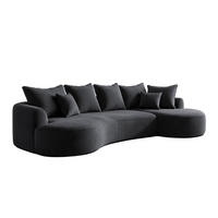 SOFA Tirano Samt Dunkelgrau mit Ottomane rechts - Dunkelgrau, Textil (300/102cm) - Juskys