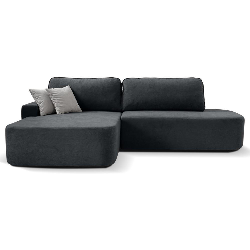 ECKSCHLAFSOFA Gavi graphit velours links - Graphitfarben, Textil (269/171cm) - Beautysofa