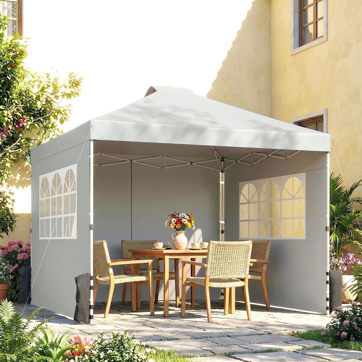 POP-UP-PAVILLON Oxfordstoff Metall Hellgrau - Hellgrau/Weiß, Textil/Metall (297/285/297cm) - Outsunny