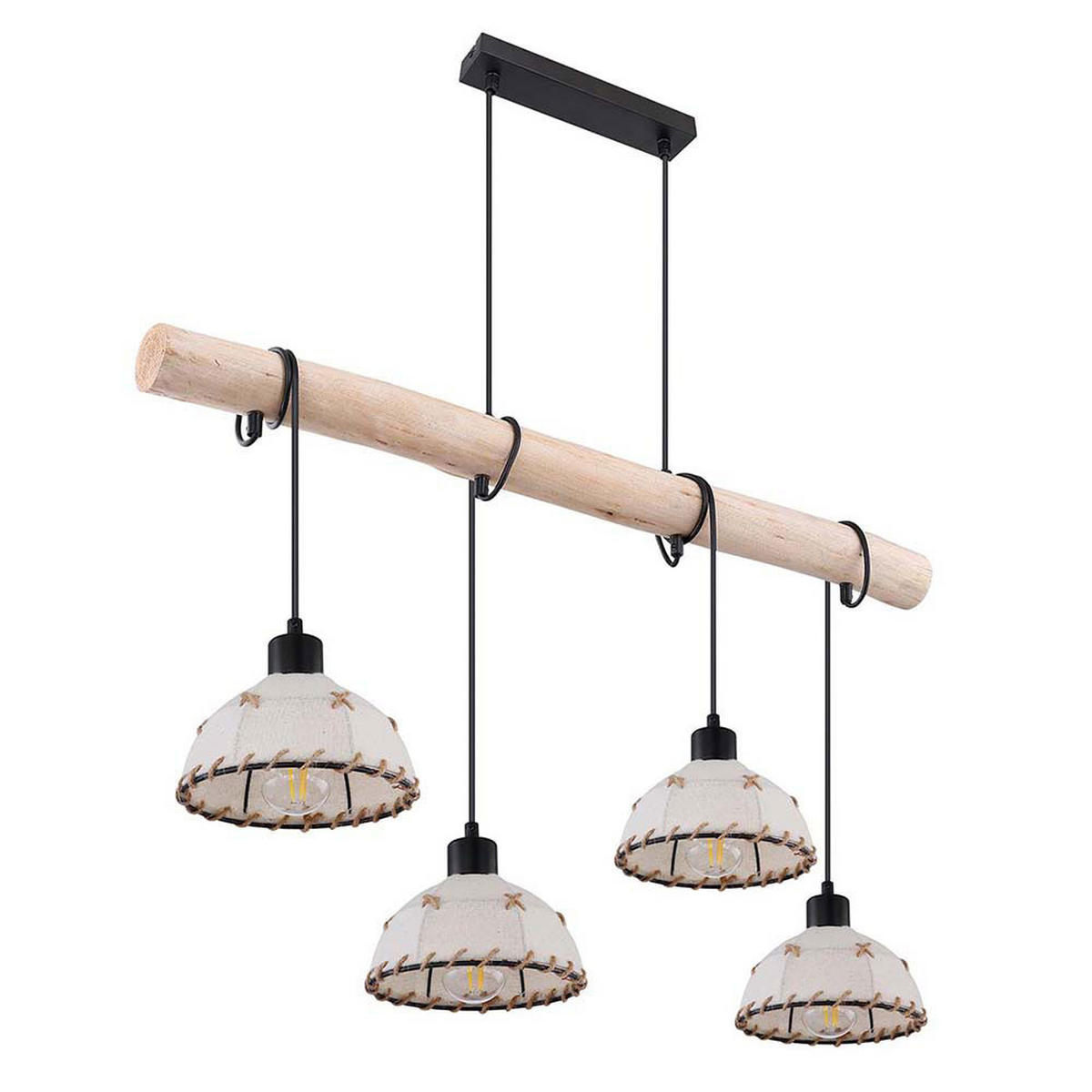 LED HÄNGELEUCHTE Textil Beige Hanfseil Schwarz - Beige, Metall (85/18/120cm) - Globo Lighting