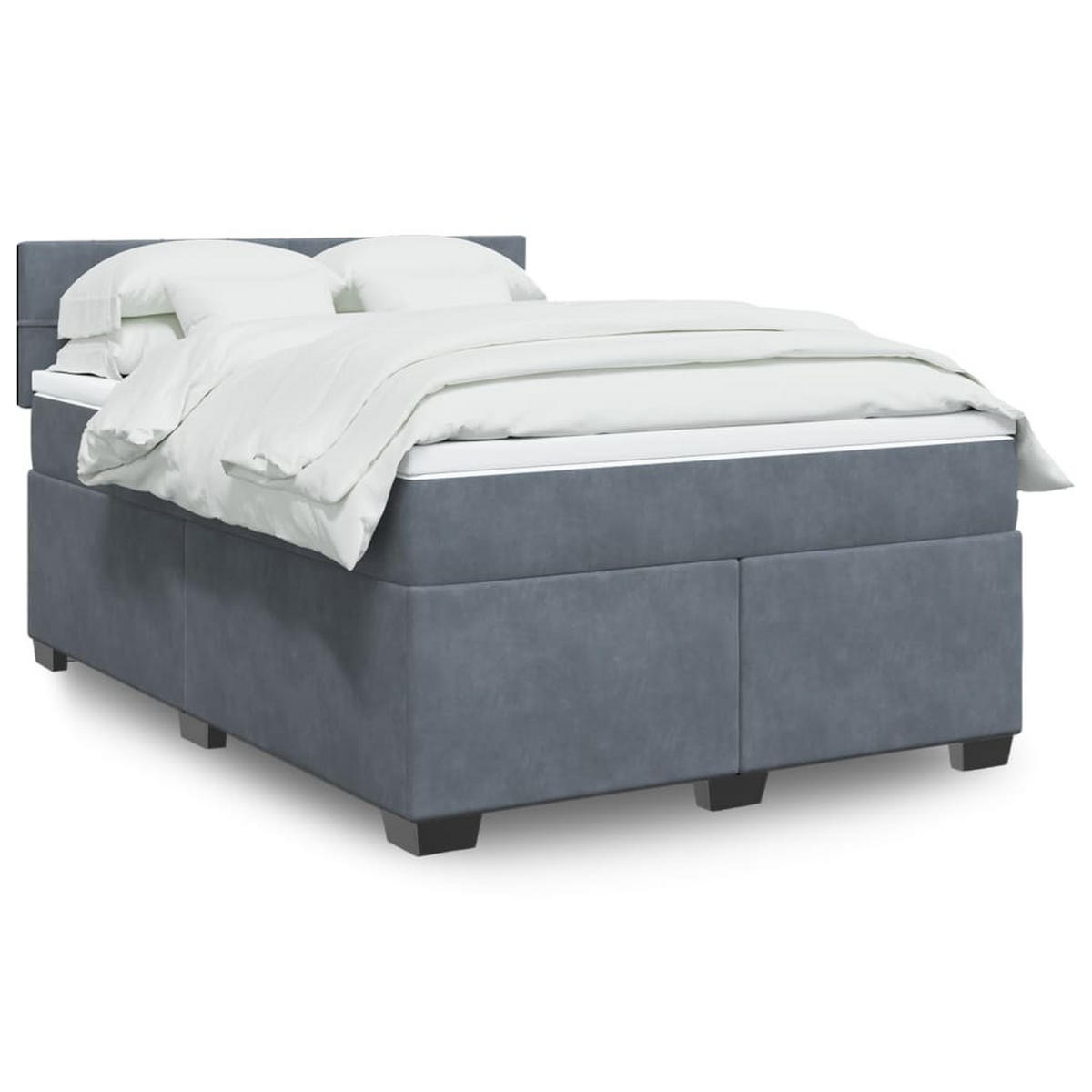 BOXSPRINGBETT Mit Matratze Dunkelgrau 160/200 Cm Samt - Grau, Textil (160/200cm) - vidaXL