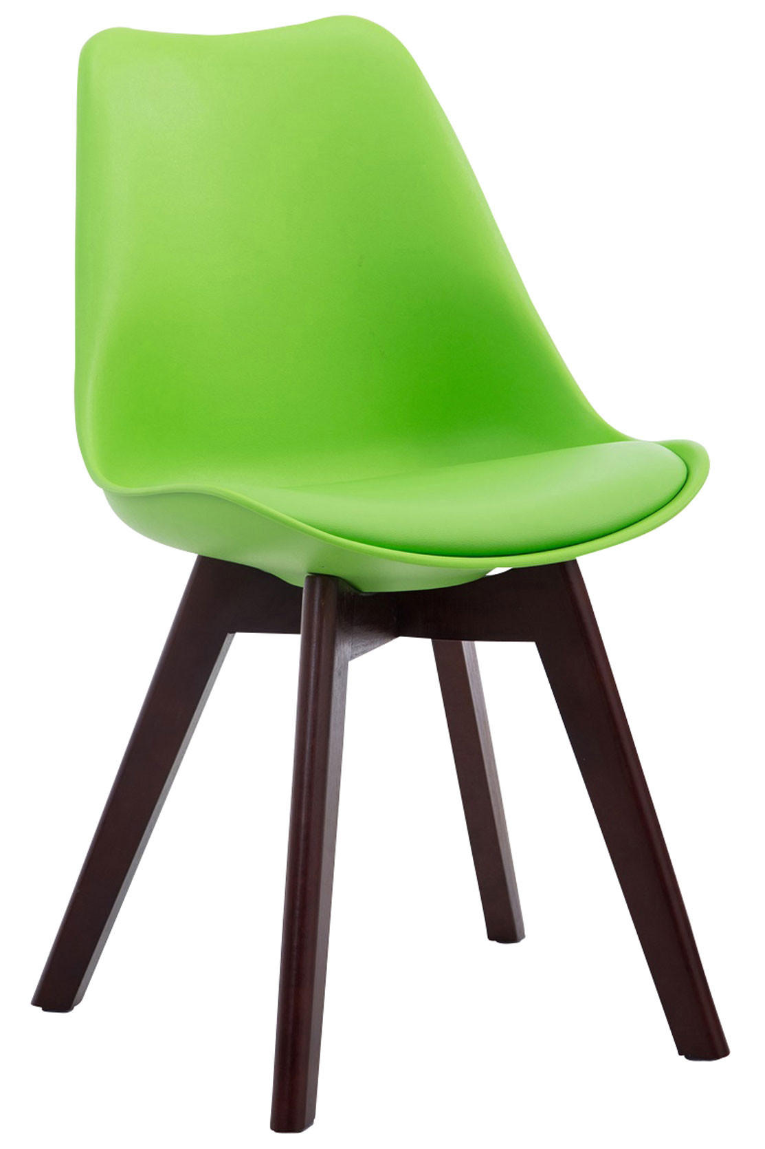 STUHL Lederlook Grün - Walnussfarben/Grün, Holz/Textil (48/84/41.5cm) - CLP