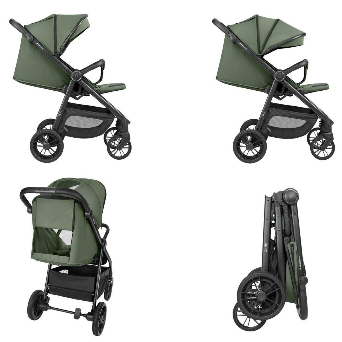 KINDERWAGEN, Buggy Jody grün PU-Räder Federung Hinterradbremse 5-Punkt-Gurt - Grün, Metall (89/54/105cm) - Kikka boo