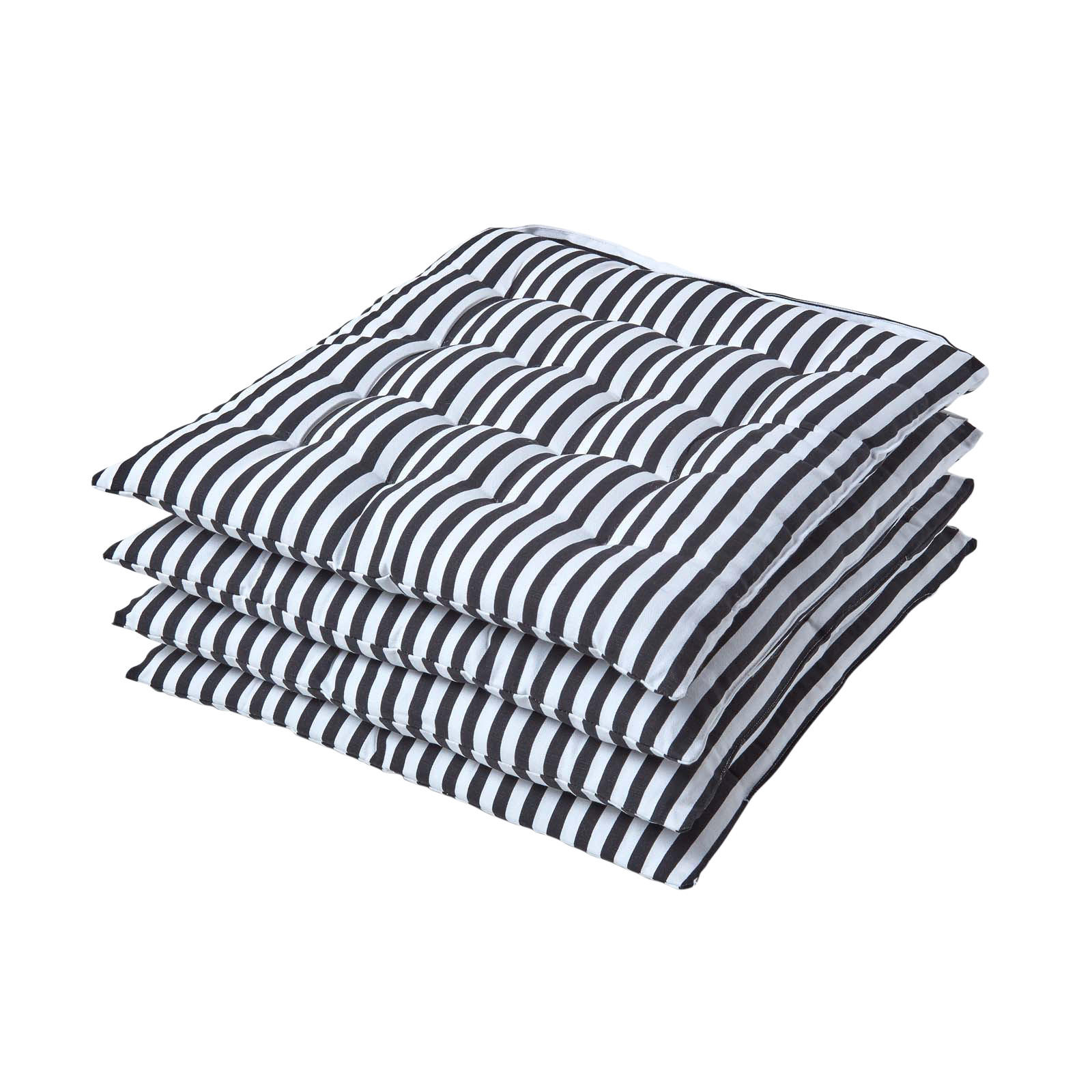 STUHLKISSEN 4er-Set, 40/40/5 cm schwarz-weiß gestreift - Schwarz, Textil (40/40/5cm) - Homescapes