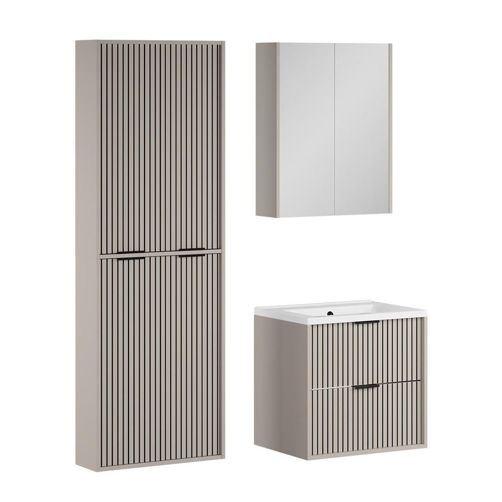 BADMÖBEL-SET Ruford Cashmere 4 Teile - Kaschmir, Holzwerkstoff (60/57/45cm) - Vicco