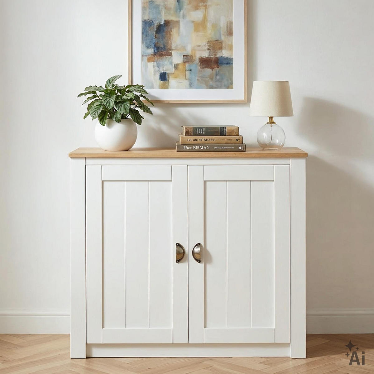 KOMMODE BOLTON weiß/braun - Weiß/Braun, Holz (91/88/40cm) - IDIMEX