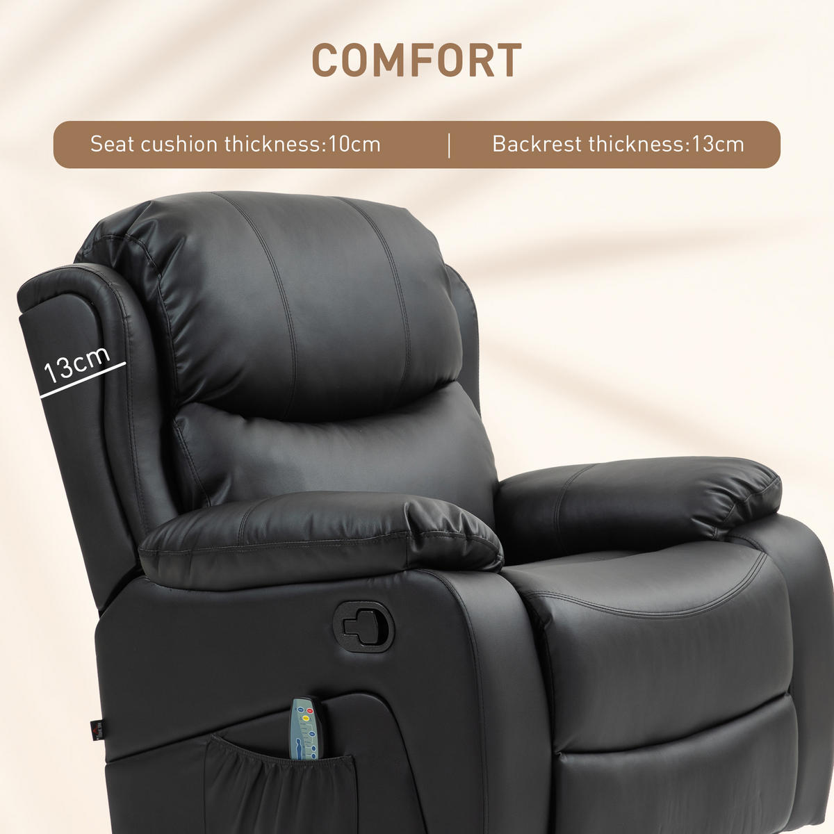 MASSAGESESSEL, Schwarz, Kunstleder - Schwarz, Kunststoff (92/104/97cm) - HOMCOM
