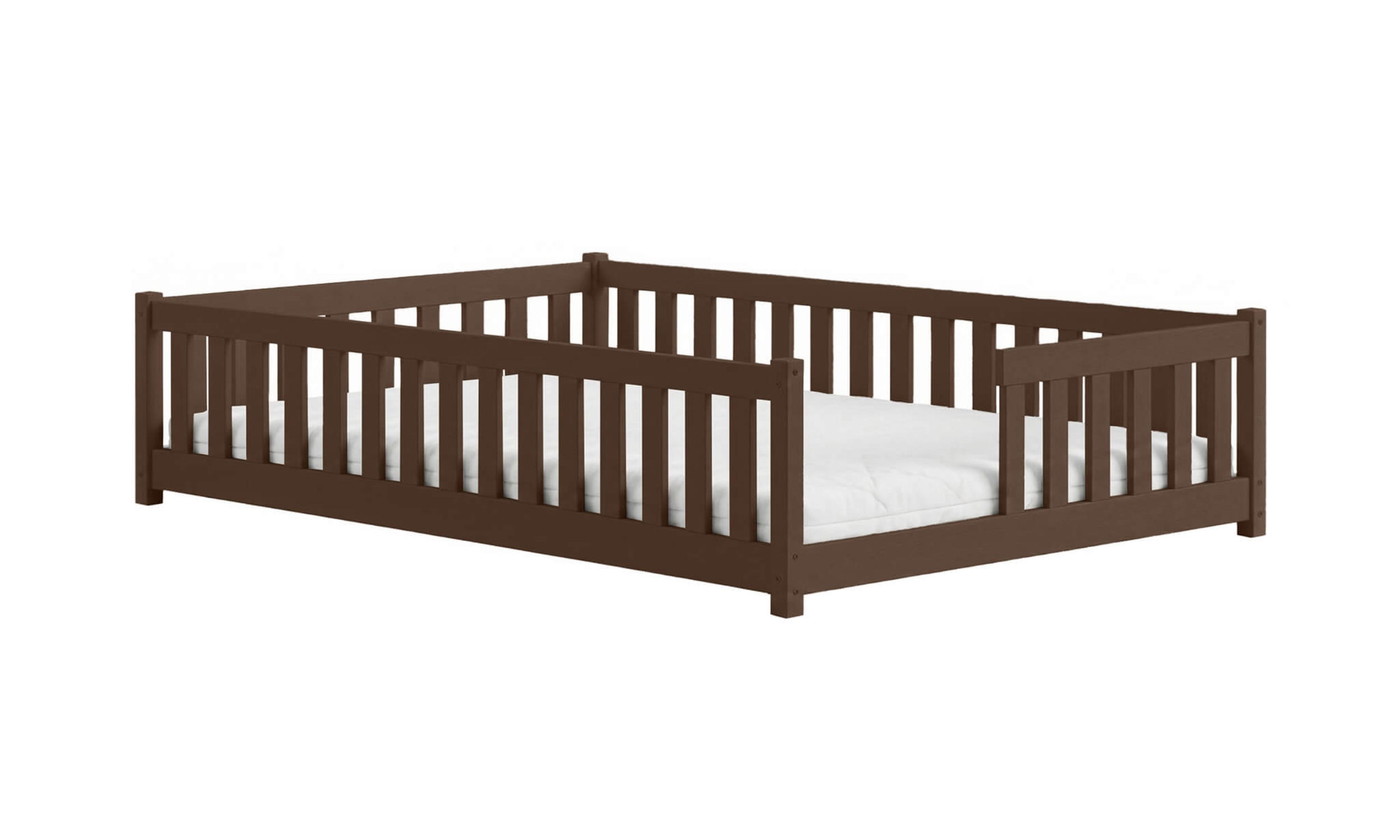 BODENBETT 140x200 cm in Zartbitterschokolade - Dunkelbraun, Holz (140/200cm) - Kids Collective