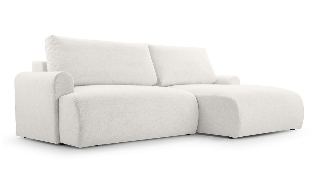 ECKSOFA mit Schlaffunktion Bordon, Weiß - Weiß, Textil (150/260cm) - Fedve