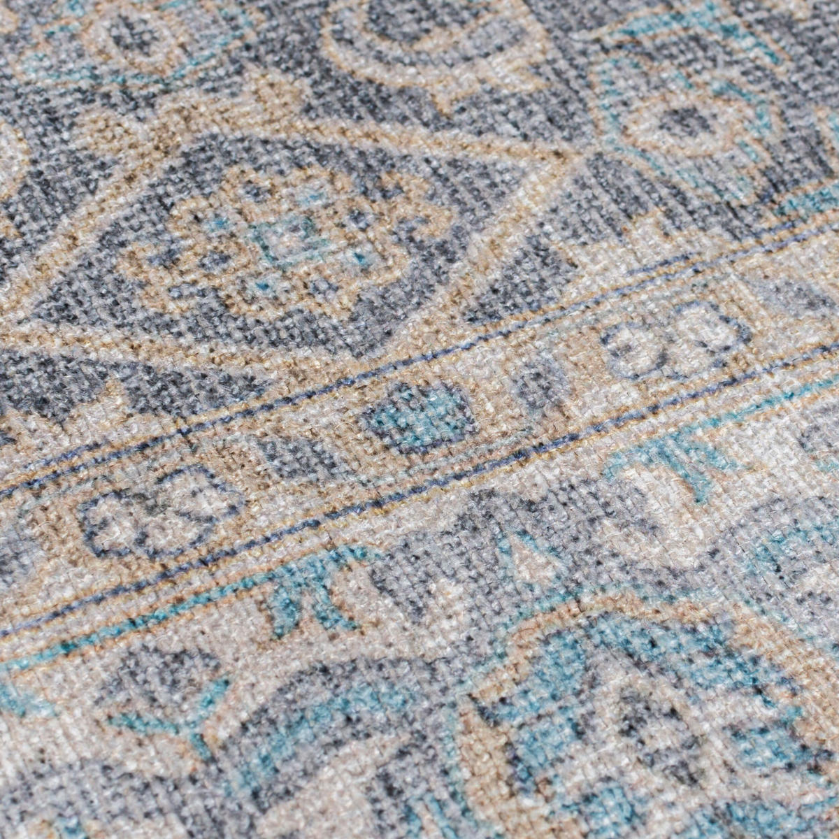 TEPPICH waschbar Medallion Muster, Orientalisch, Wohnzimmer schmutzabweisend Blau Rechteckig 190x290 - Blau, Textil (190/290cm) - KADIMA DESIGN